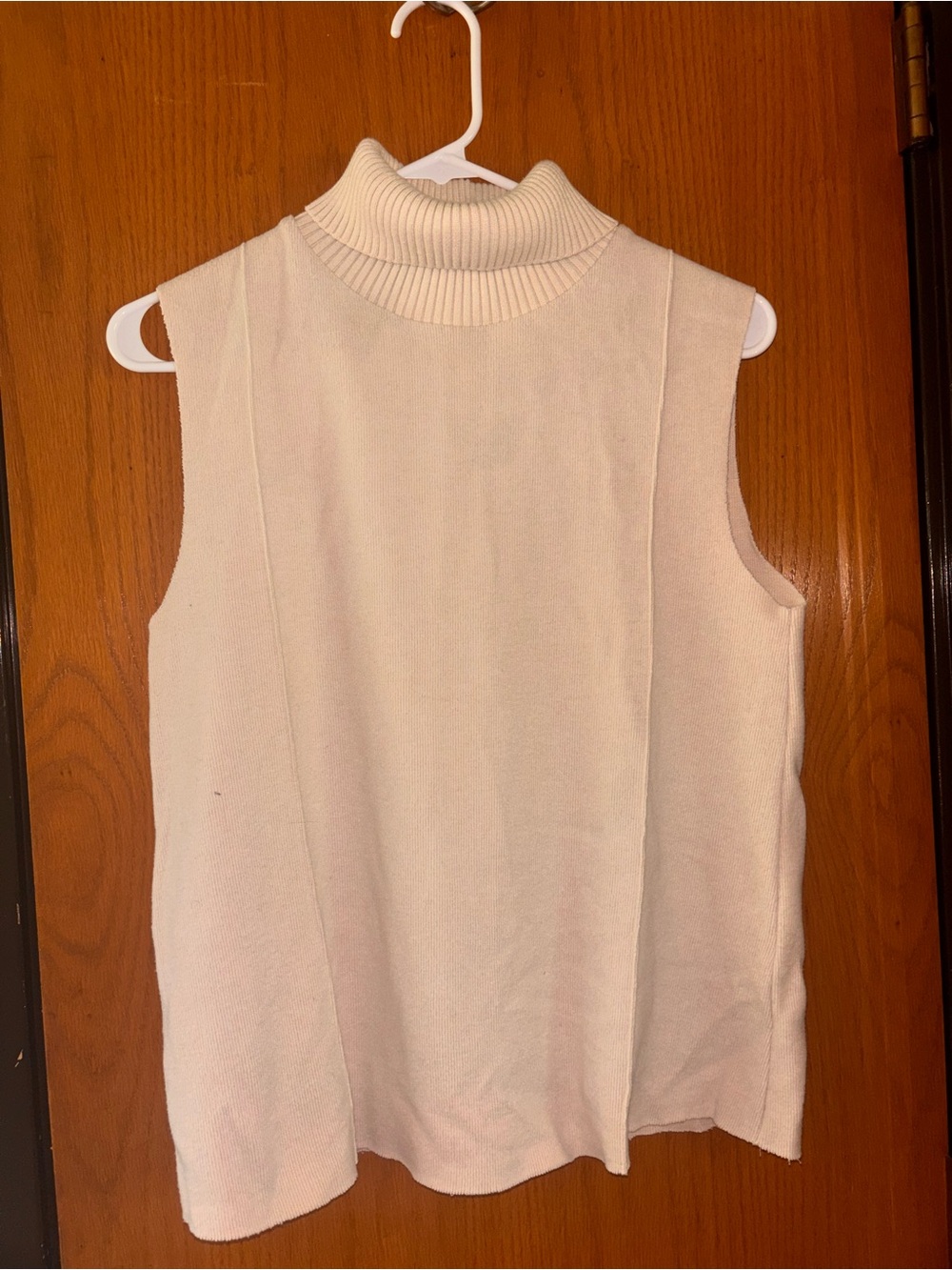Zara Cream Sleeveless Turtleneck Knit Top